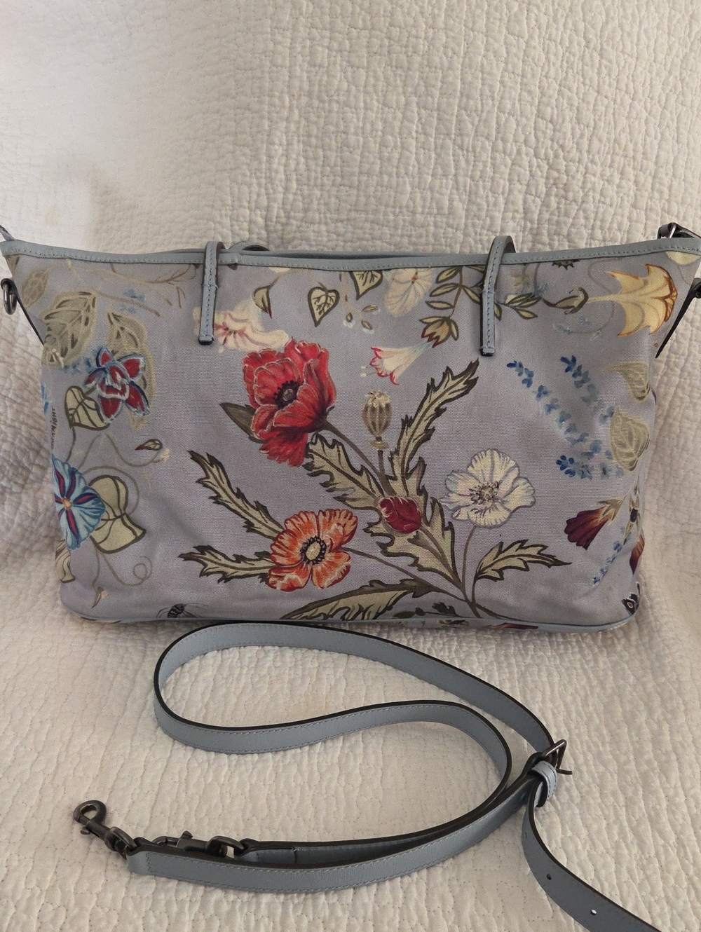 Gucci Flora Knight Canvas Light Blue Women's Two way - Picture 4 of 15